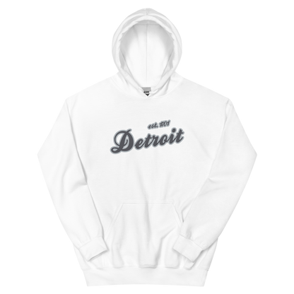 'Detroit EST. 1701' Hoodie (Iron Ore Grey Script Font) | Unisex Standard