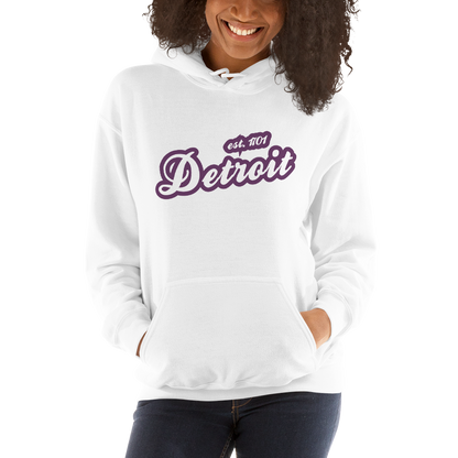 'Detroit EST. 1701' Hoodie (Plum Script Font) | Unisex Standard