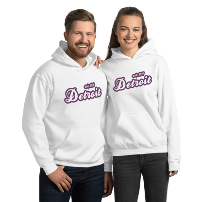 'Detroit EST. 1701' Hoodie (Plum Script Font) | Unisex Standard