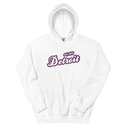 'Detroit EST. 1701' Hoodie (Plum Script Font) | Unisex Standard