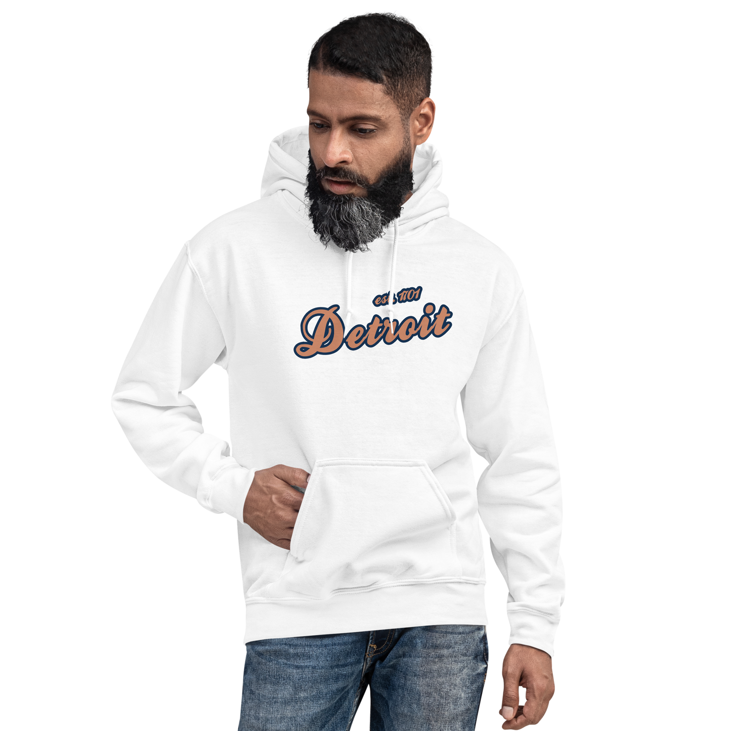 'Detroit EST. 1701' Hoodie (Copper Script Font) | Unisex Standard