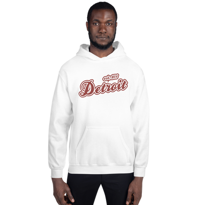 'Detroit EST. 1701' Hoodie (Ore Dock Red Script Font) | Unisex Standard