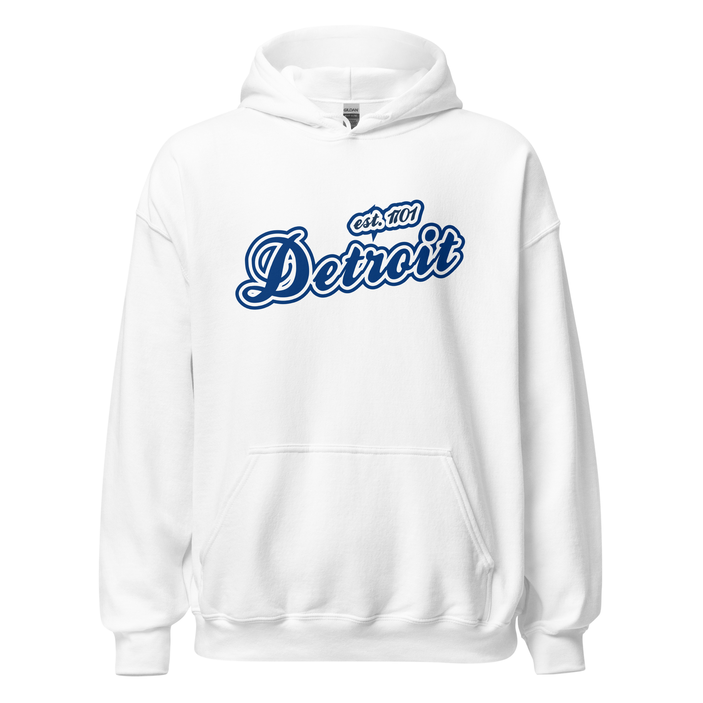 'Detroit EST. 1701' Hoodie (Dearborn Blue Script Font) | Unisex Standard