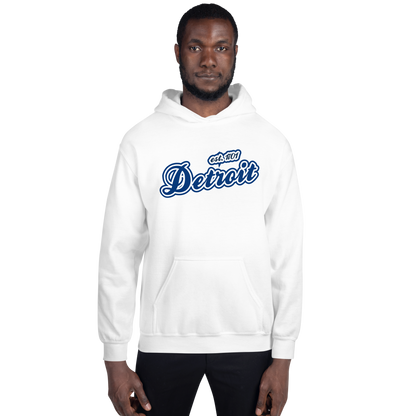 'Detroit EST. 1701' Hoodie (Dearborn Blue Script Font) | Unisex Standard