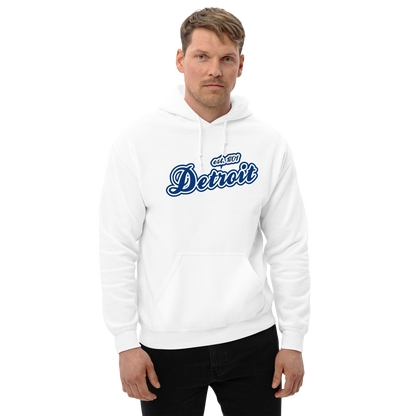 'Detroit EST. 1701' Hoodie (Dearborn Blue Script Font) | Unisex Standard