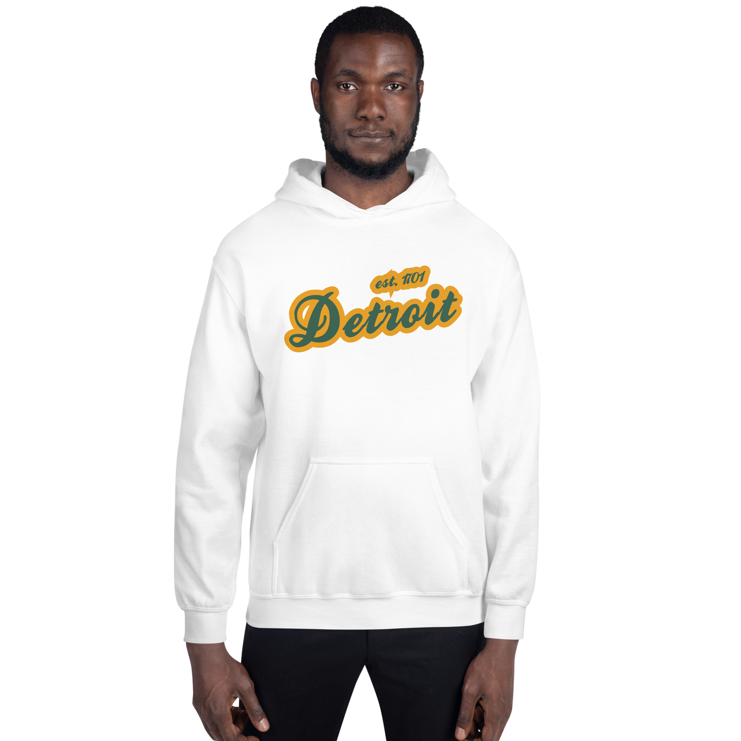 'Detroit EST. 1701' Hoodie (Ginger Ale Green Script Font) | Unisex Standard