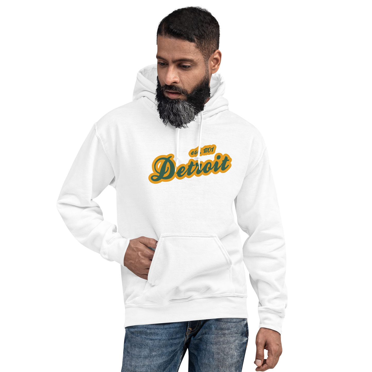 'Detroit EST. 1701' Hoodie (Ginger Ale Green Script Font) | Unisex Standard