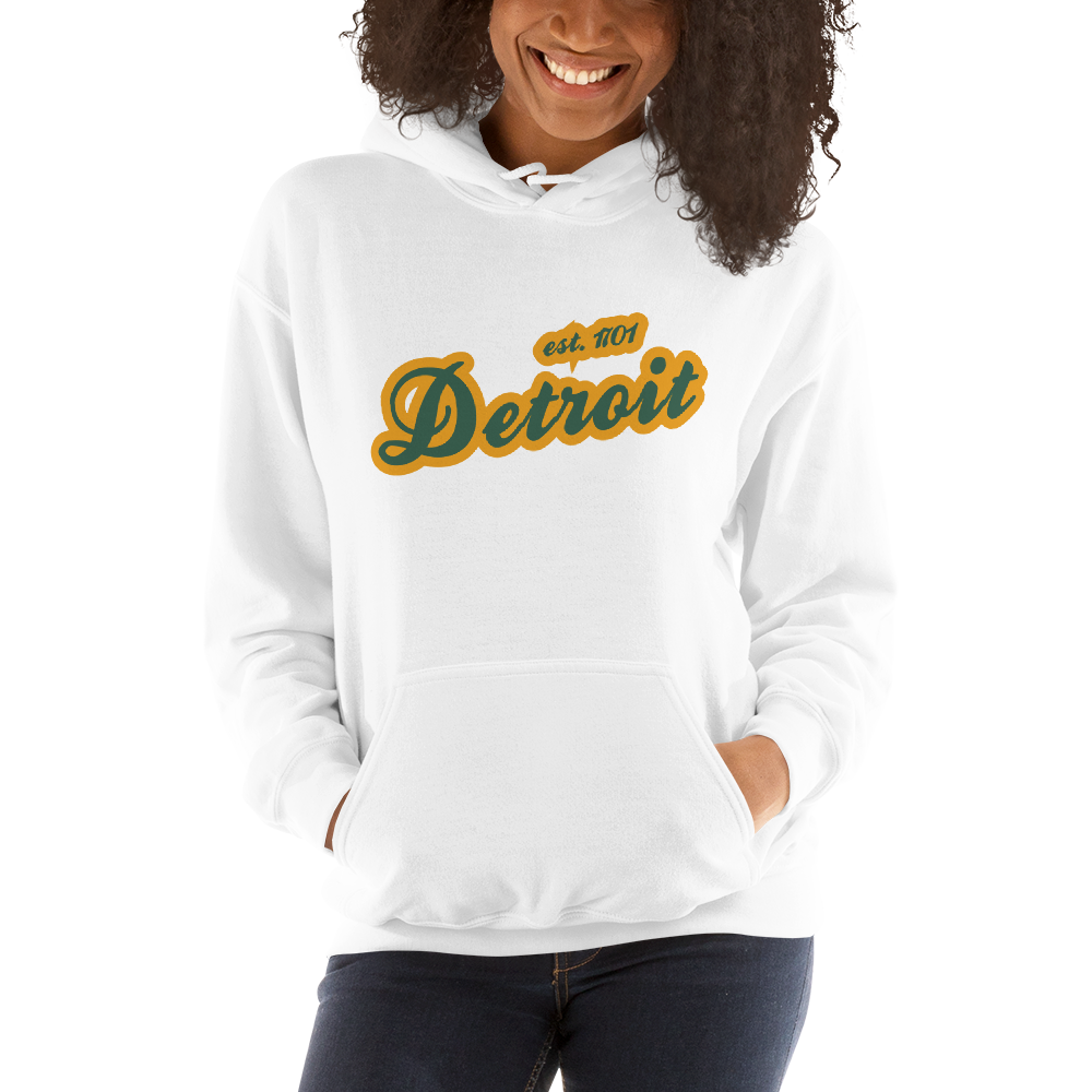 'Detroit EST. 1701' Hoodie (Ginger Ale Green Script Font) | Unisex Standard