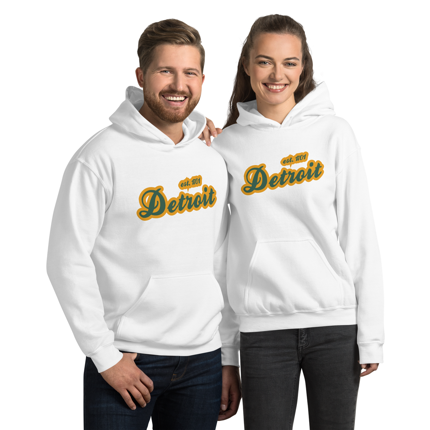 'Detroit EST. 1701' Hoodie (Ginger Ale Green Script Font) | Unisex Standard