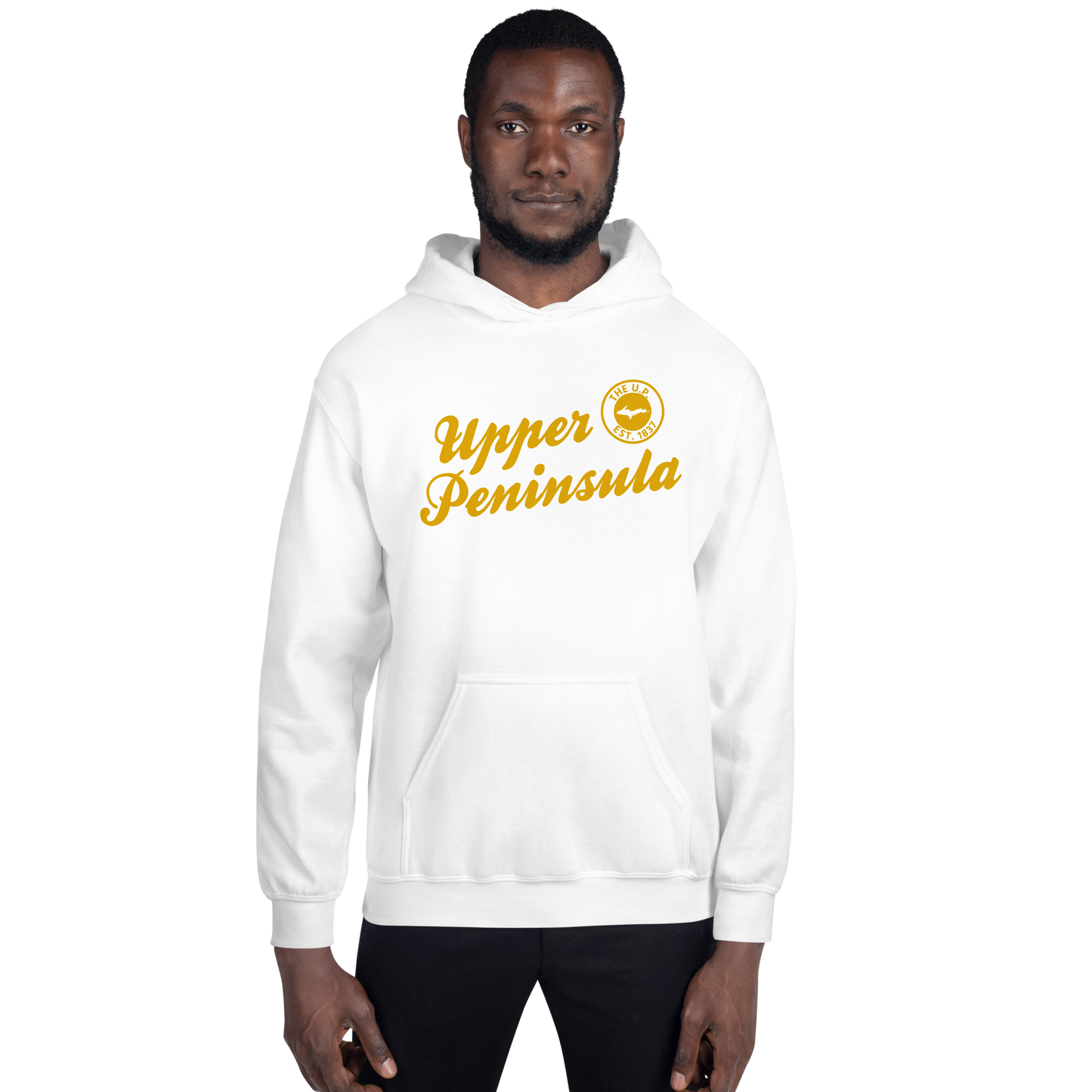 'Upper Peninsula EST. 1837' Hoodie (Gold Script Font) | Unisex Standard