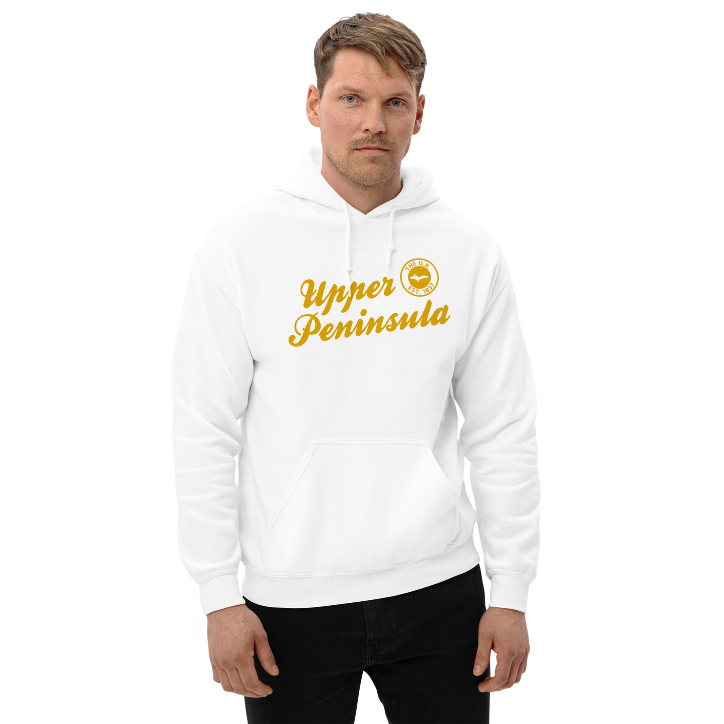 'Upper Peninsula EST. 1837' Hoodie (Gold Script Font) | Unisex Standard