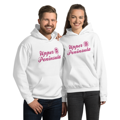 'Upper Peninsula EST. 1837' Hoodie (Apple Blossom Pink Script Font) | Unisex Standard