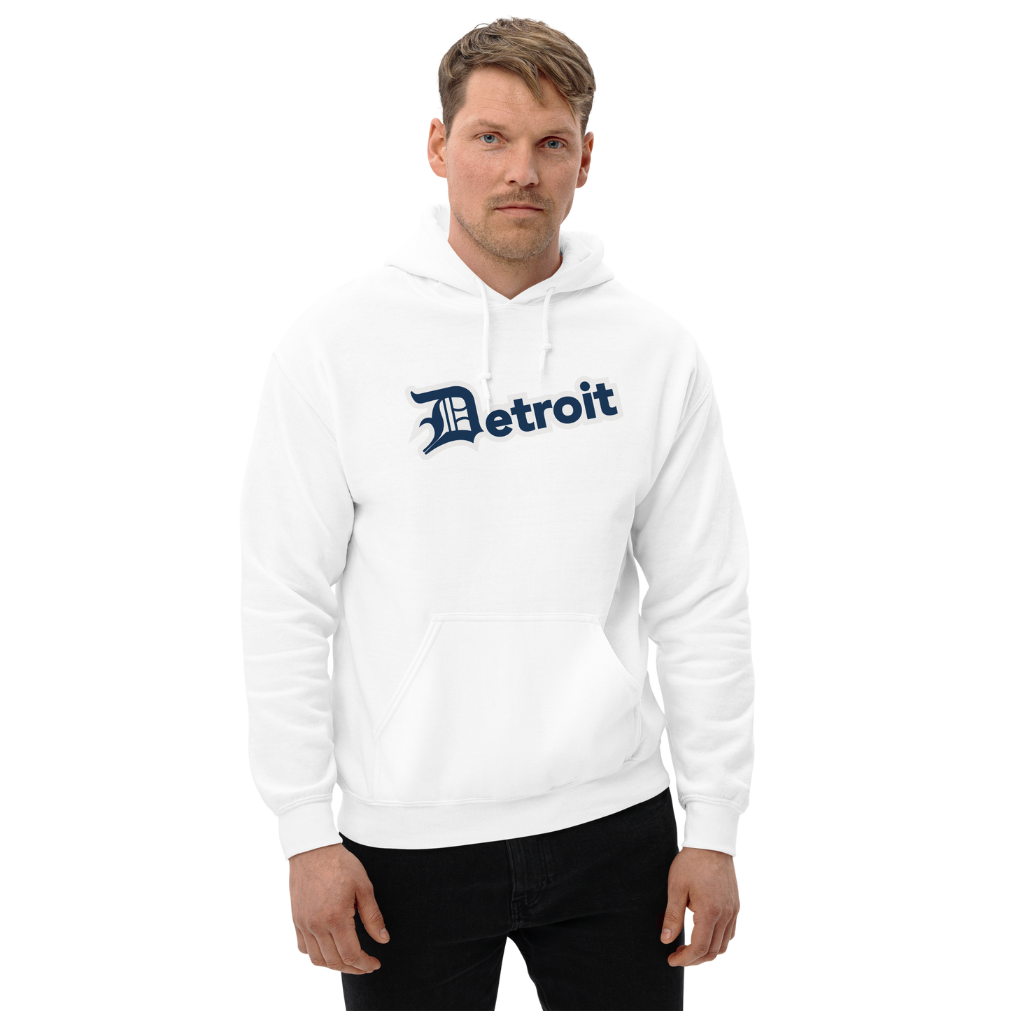 'Detroit' Hoodie (Navy w/ Old English 'D') | Unisex Standard