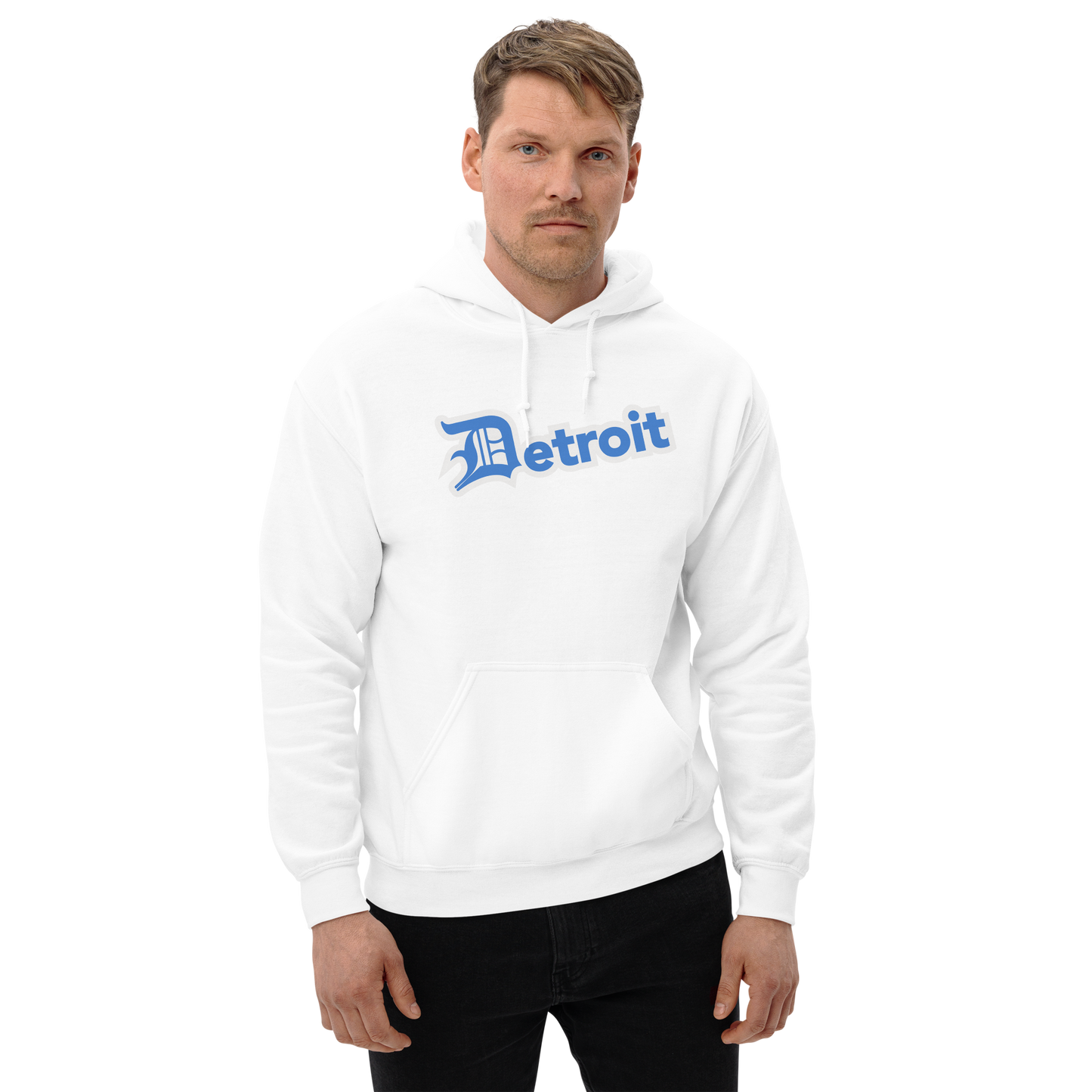 'Detroit' Hoodie (Azure w/ Old English 'D') | Unisex Standard