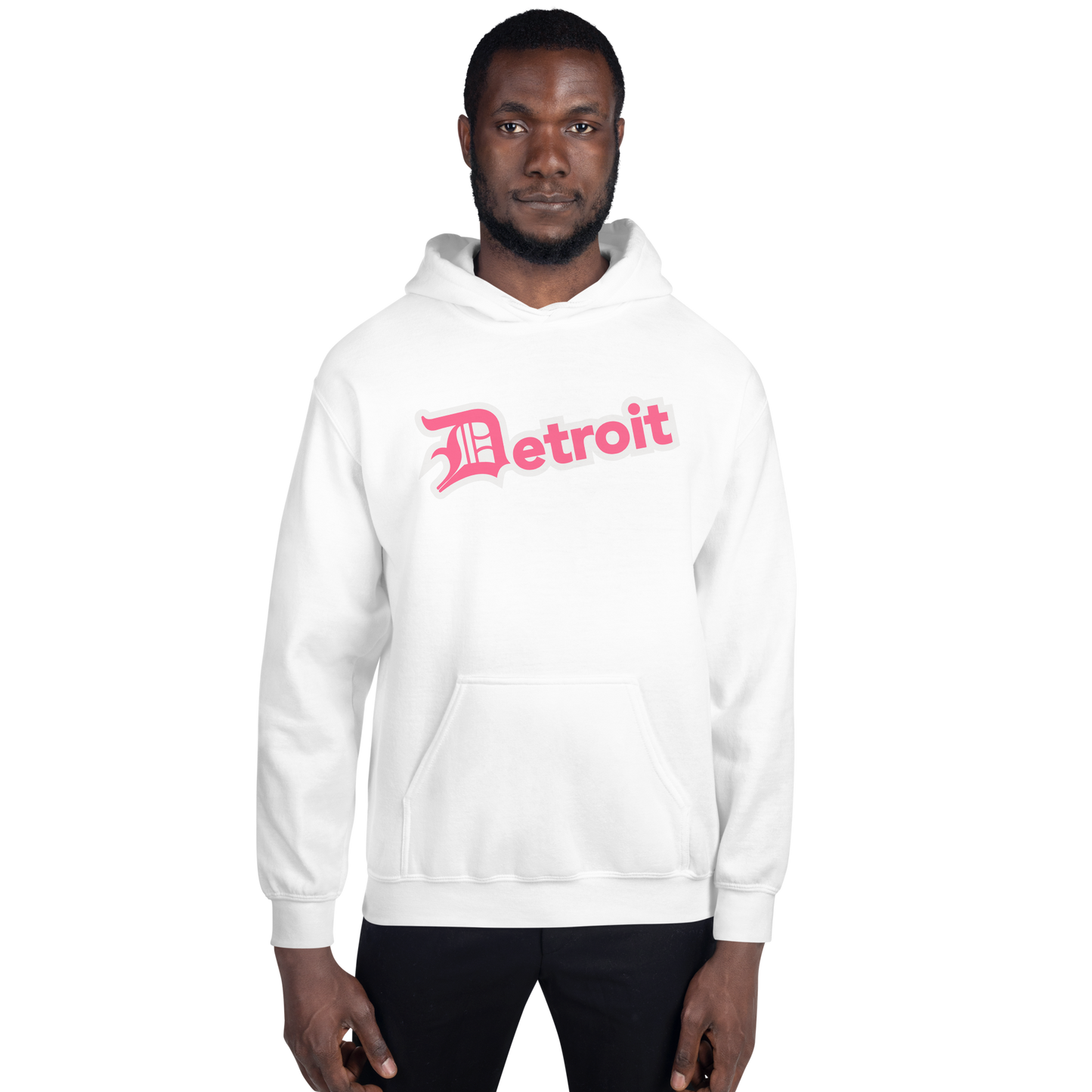 'Detroit' Hoodie (Rhodochrosite Pink w/ Old English 'D') | Unisex Standard