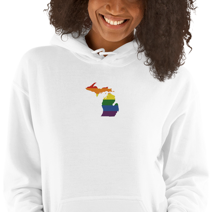 Michigan Hoodie (w/ MI Rainbow Pride Flag) | Unisex Standard - Emb.