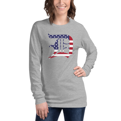 Detroit 'Old English D' T-Shirt (Patriotic Edition) | Unisex Long Sleeve