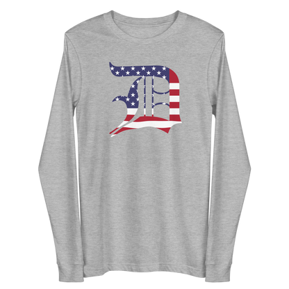 Detroit 'Old English D' T-Shirt (Patriotic Edition) | Unisex Long Sleeve