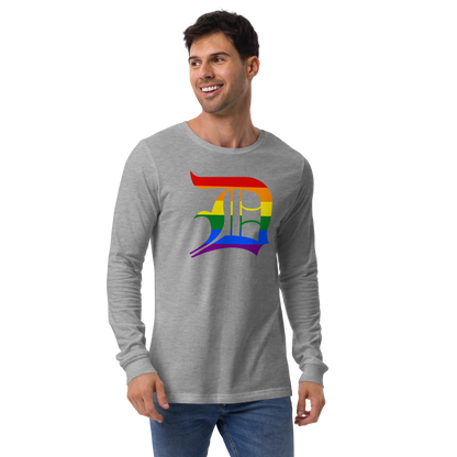 Detroit 'Old English D' T-Shirt (Rainbow Pride Edition) | Unisex Long Sleeve