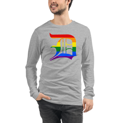 Detroit 'Old English D' T-Shirt (Rainbow Pride Edition) | Unisex Long Sleeve