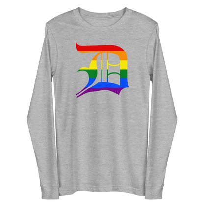 Detroit 'Old English D' T-Shirt (Rainbow Pride Edition) | Unisex Long Sleeve