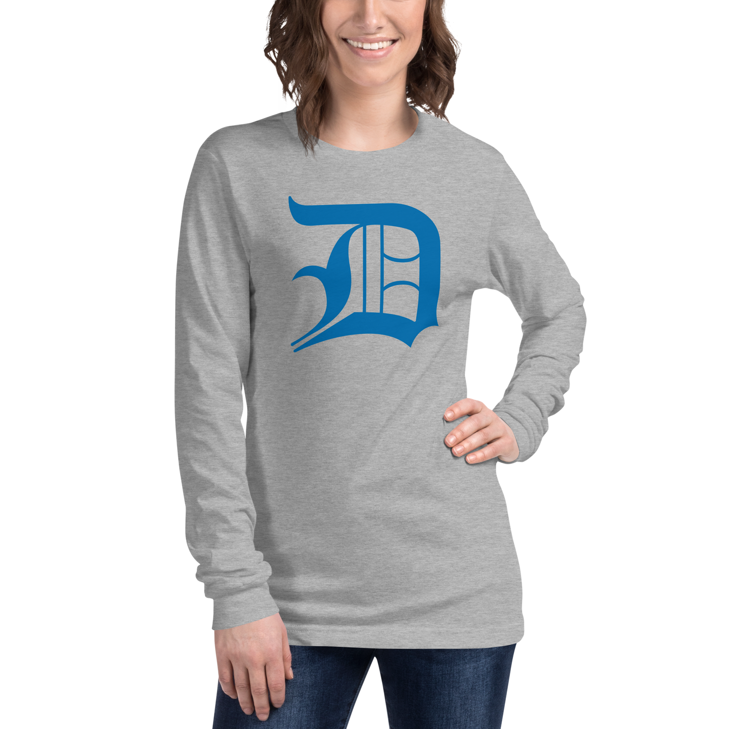 Detroit 'Old English D' T-Shirt (Azure) | Unisex Long Sleeve