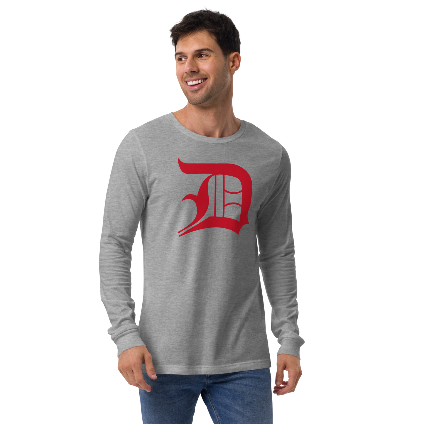 Detroit 'Old English D' T-Shirt (Aliform Red) | Unisex Long Sleeve