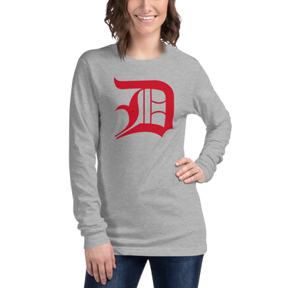 Detroit 'Old English D' T-Shirt (Aliform Red) | Unisex Long Sleeve