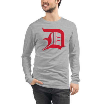 Detroit 'Old English D' T-Shirt (Aliform Red) | Unisex Long Sleeve