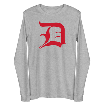 Detroit 'Old English D' T-Shirt (Aliform Red) | Unisex Long Sleeve