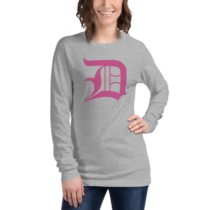 Detroit 'Old English D' T-Shirt (Apple Blossom Pink) | Unisex Long Sleeve