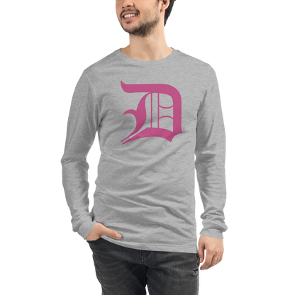 Detroit 'Old English D' T-Shirt (Apple Blossom Pink) | Unisex Long Sleeve