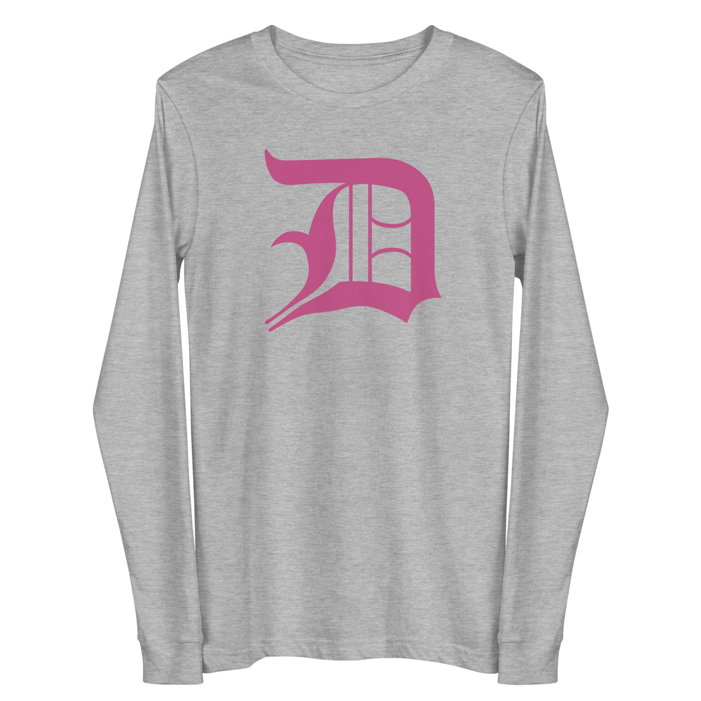 Detroit 'Old English D' T-Shirt (Apple Blossom Pink) | Unisex Long Sleeve