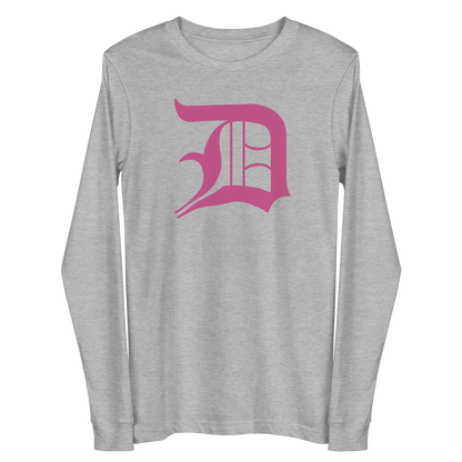 Detroit 'Old English D' T-Shirt (Apple Blossom Pink) | Unisex Long Sleeve