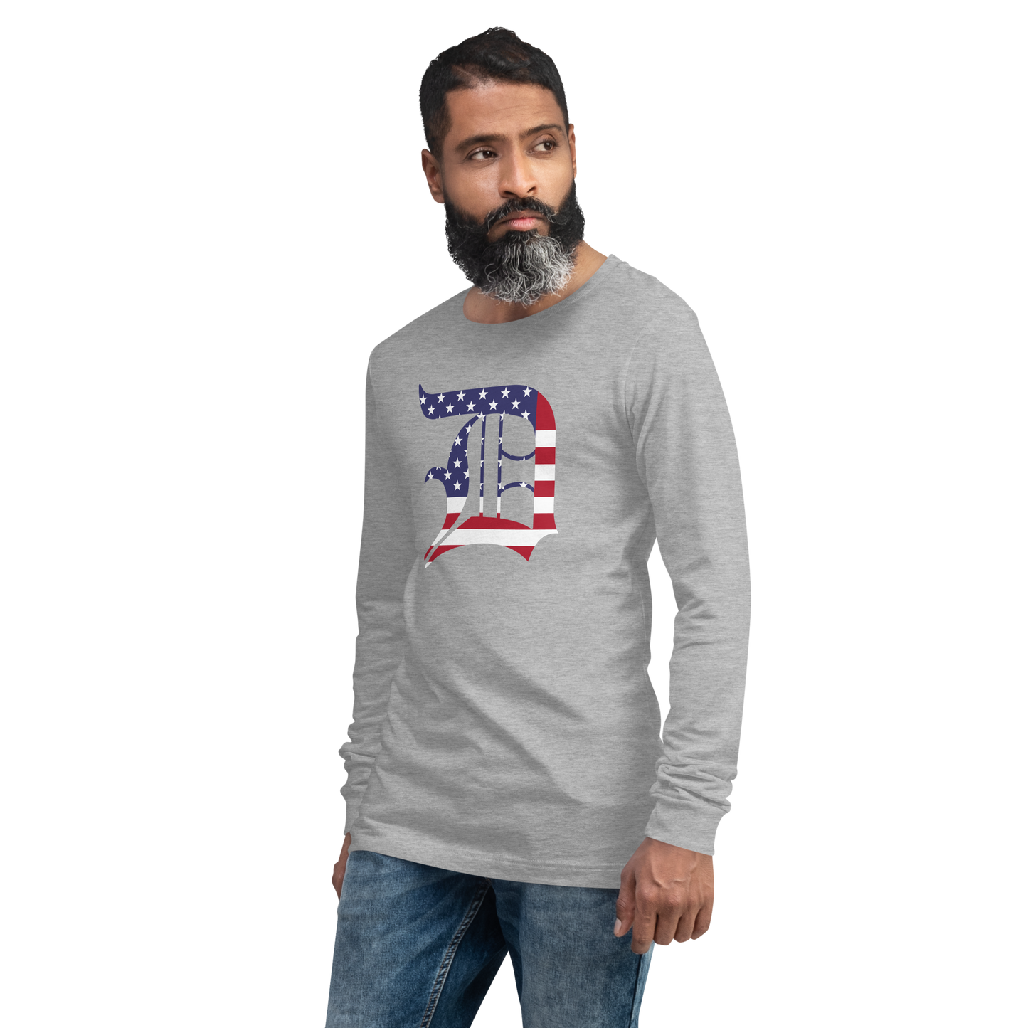 Detroit 'Old English D' T-Shirt (Patriotic Edition) | Unisex Long Sleeve