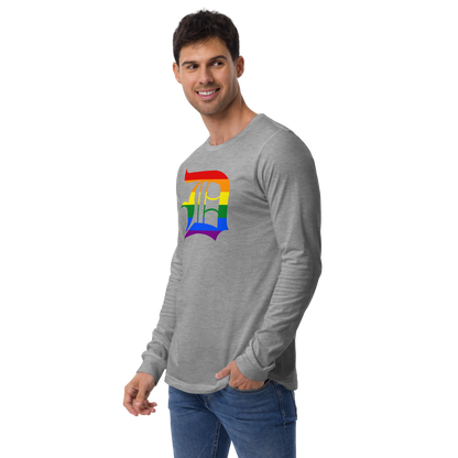 Detroit 'Old English D' T-Shirt (Rainbow Pride Edition) | Unisex Long Sleeve