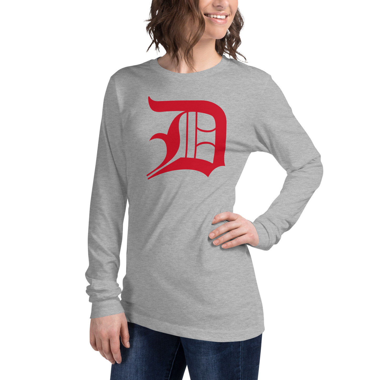 Detroit 'Old English D' T-Shirt (Aliform Red) | Unisex Long Sleeve