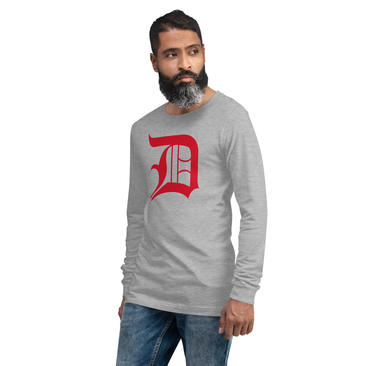 Detroit 'Old English D' T-Shirt (Aliform Red) | Unisex Long Sleeve