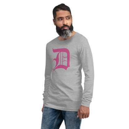 Detroit 'Old English D' T-Shirt (Apple Blossom Pink) | Unisex Long Sleeve