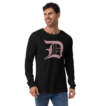 Detroit 'Old English D' T-Shirt (Cherry Blossom Pink) | Unisex Long Sleeve