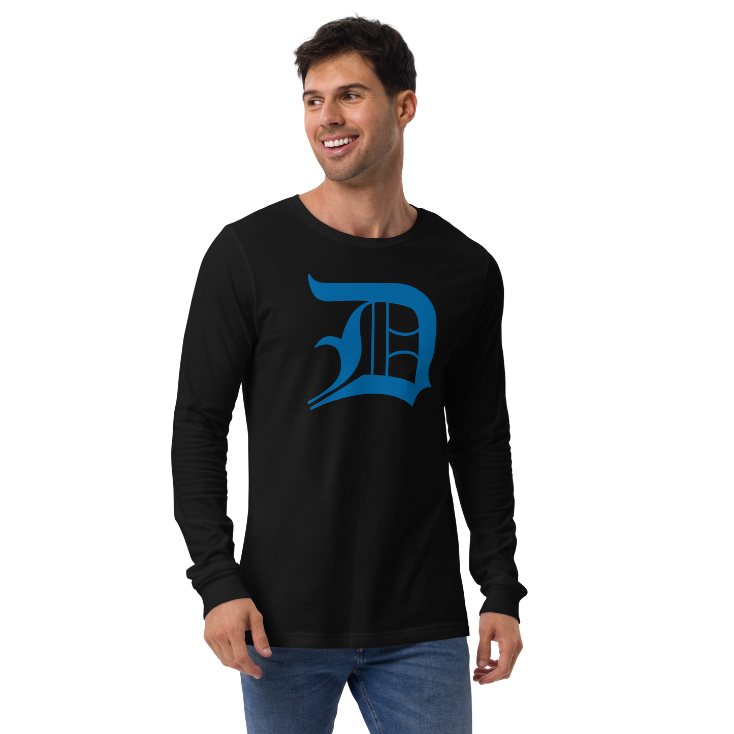 Detroit 'Old English D' T-Shirt (Azure) | Unisex Long Sleeve