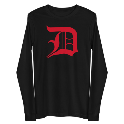 Detroit 'Old English D' T-Shirt (Aliform Red) | Unisex Long Sleeve