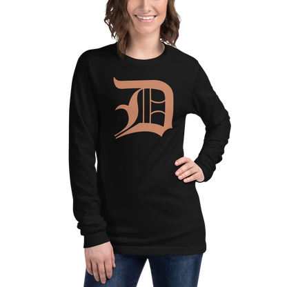 Detroit 'Old English D' T-Shirt (Copper Color) | Unisex Long Sleeve