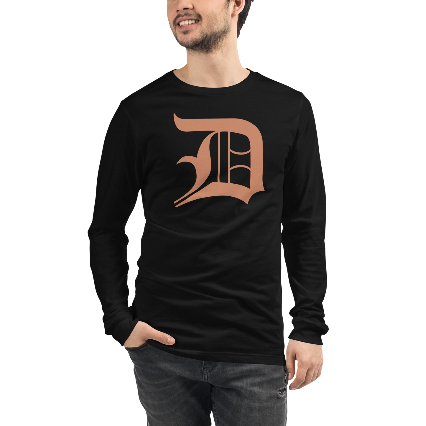 Detroit 'Old English D' T-Shirt (Copper Color) | Unisex Long Sleeve