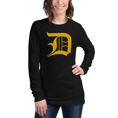 Detroit 'Old English D' T-Shirt (Gold) | Unisex Long Sleeve