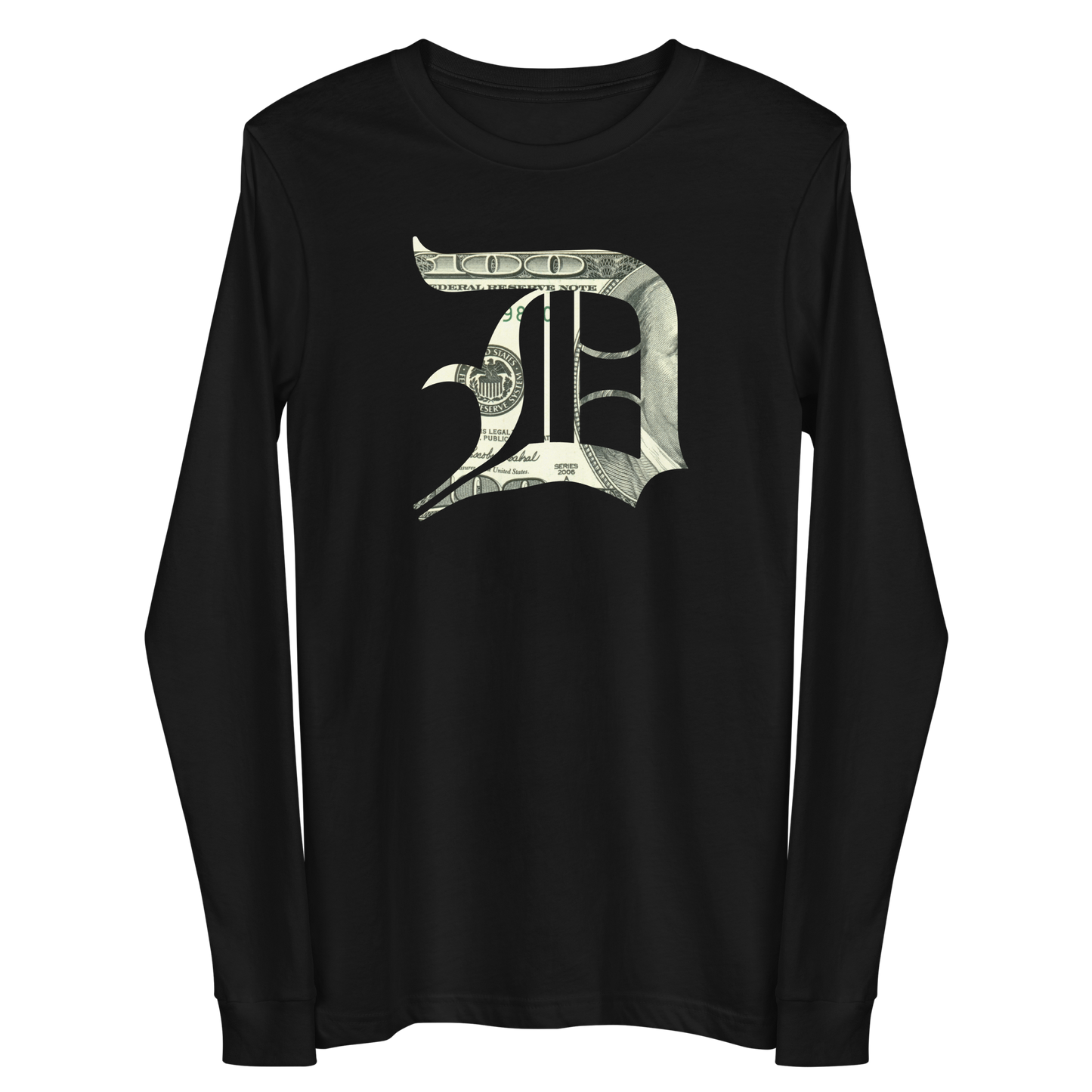 Detroit 'Old English D' T-Shirt (Benjamins Edition) | Unisex Long Sleeve