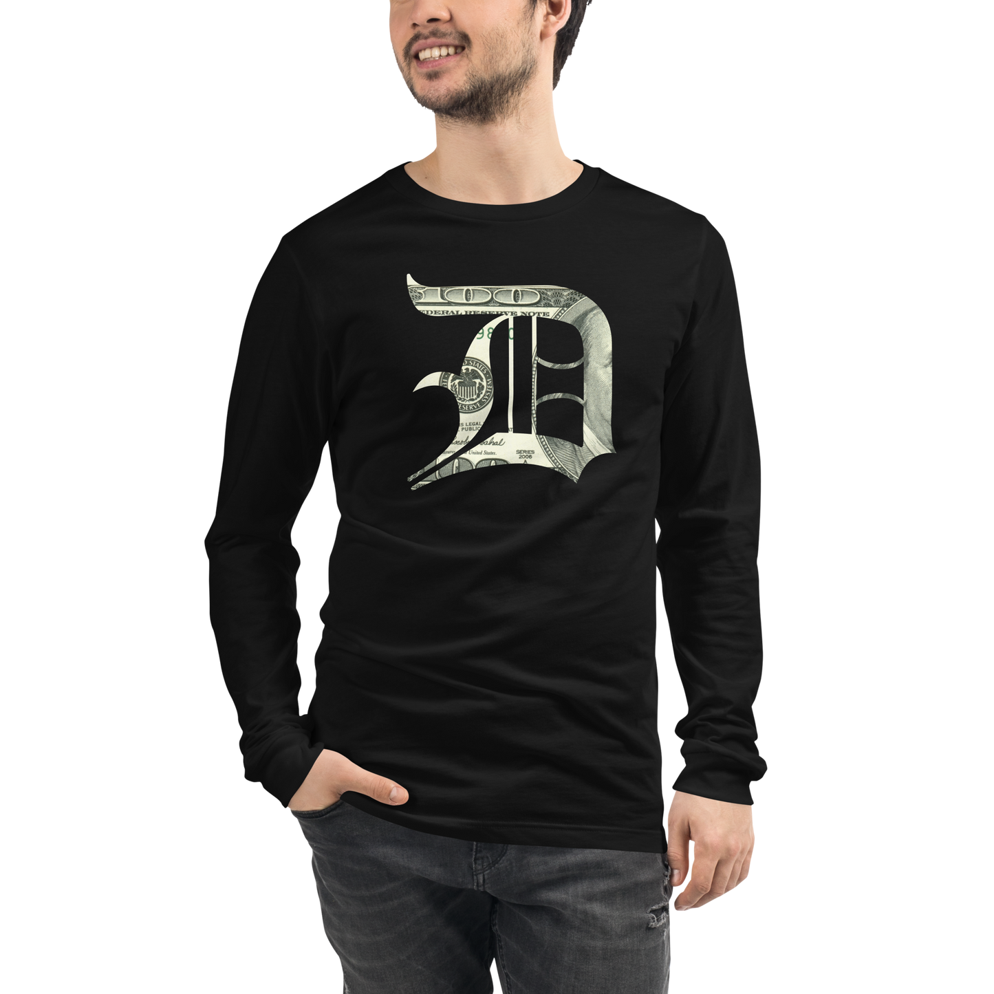 Detroit 'Old English D' T-Shirt (Benjamins Edition) | Unisex Long Sleeve