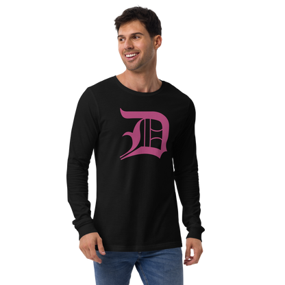 Detroit 'Old English D' T-Shirt (Apple Blossom Pink) | Unisex Long Sleeve