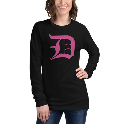 Detroit 'Old English D' T-Shirt (Apple Blossom Pink) | Unisex Long Sleeve