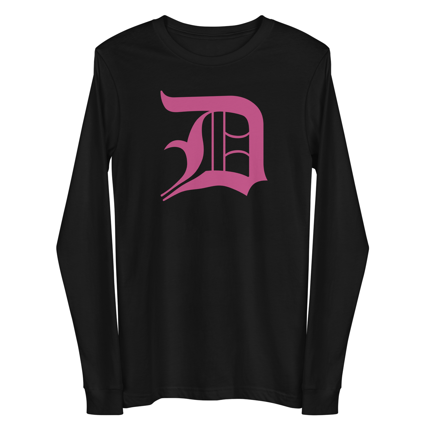 Detroit 'Old English D' T-Shirt (Apple Blossom Pink) | Unisex Long Sleeve